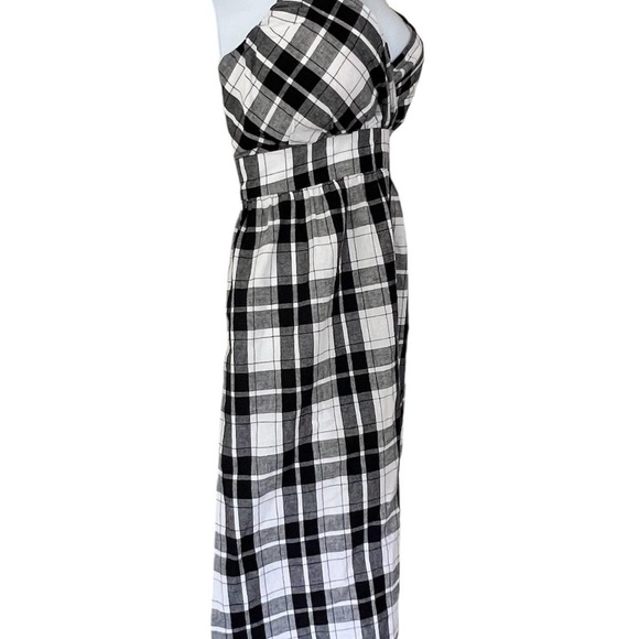 Roxy Dress Black and White Plaid Spaghetti Straps Size 8 - Picture 5 of 8